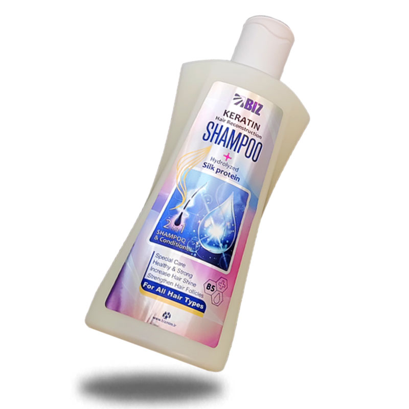 شامپو کراتینه و پروتئین هیدرولیز شده ابریشم 1 شامپو کراتینه بیز کاهش دهنده ریزش و محرک رشد مجدد مو است